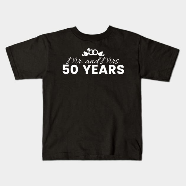 50th Wedding Anniversary Couples Gift Kids T-Shirt by Contentarama